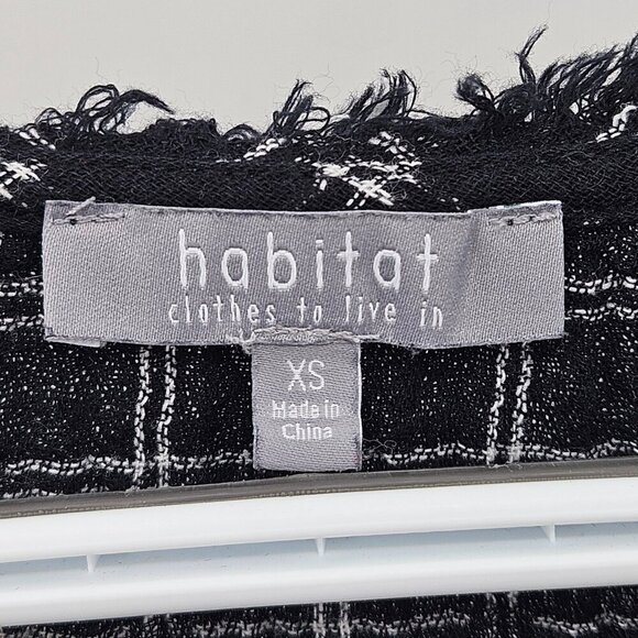 Habitat Slub Cotton Fringe Top Black Women’s Size XS Long Sleeve Boxy Lagenlook - Picture 6 of 10